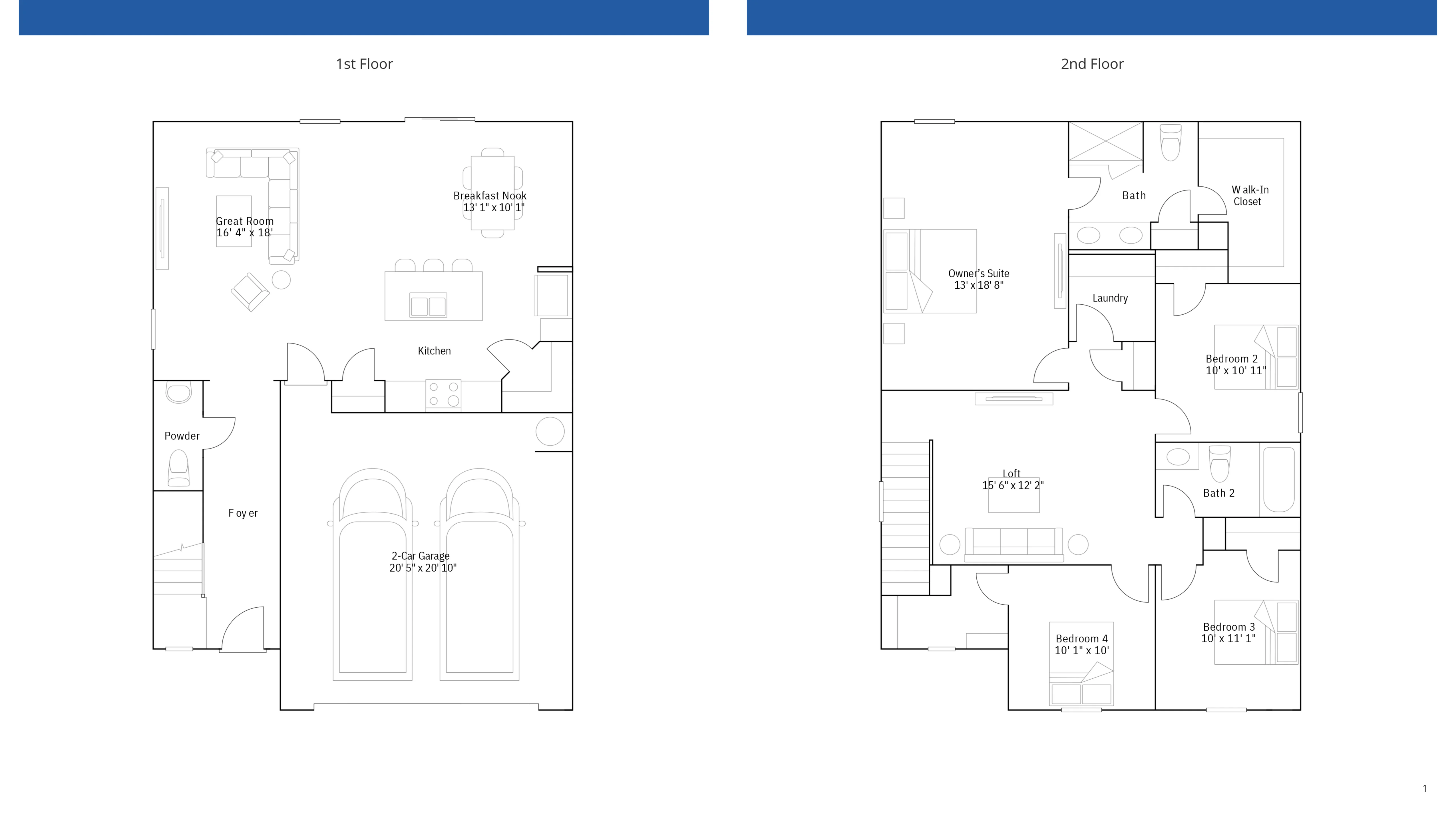 Crane VE floor plan - 4 bedroom 2.5 bathroom 2-story home