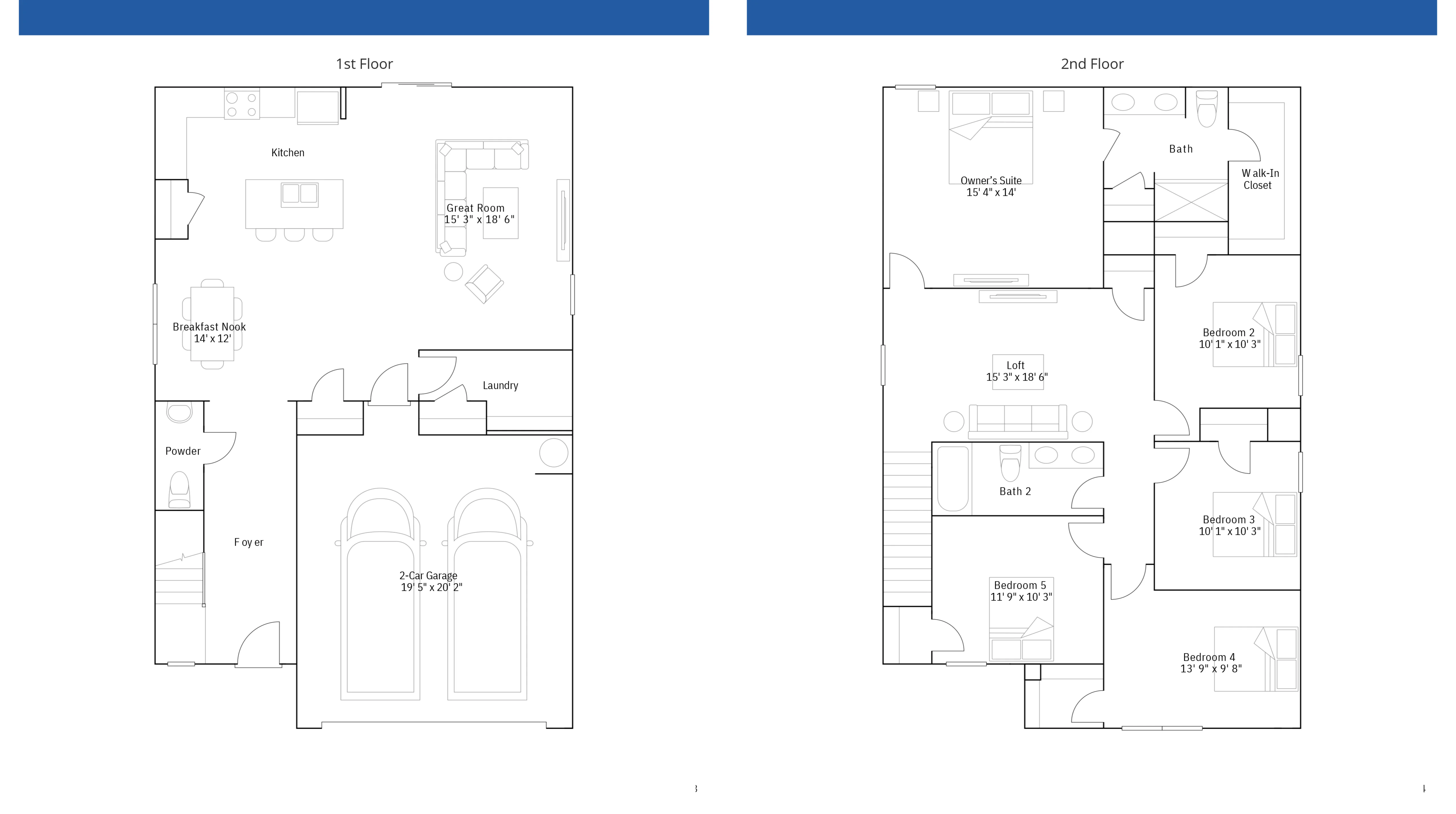 Dickenson VE floor plan - 5 bedroom 2.5 bathroom 2-story home