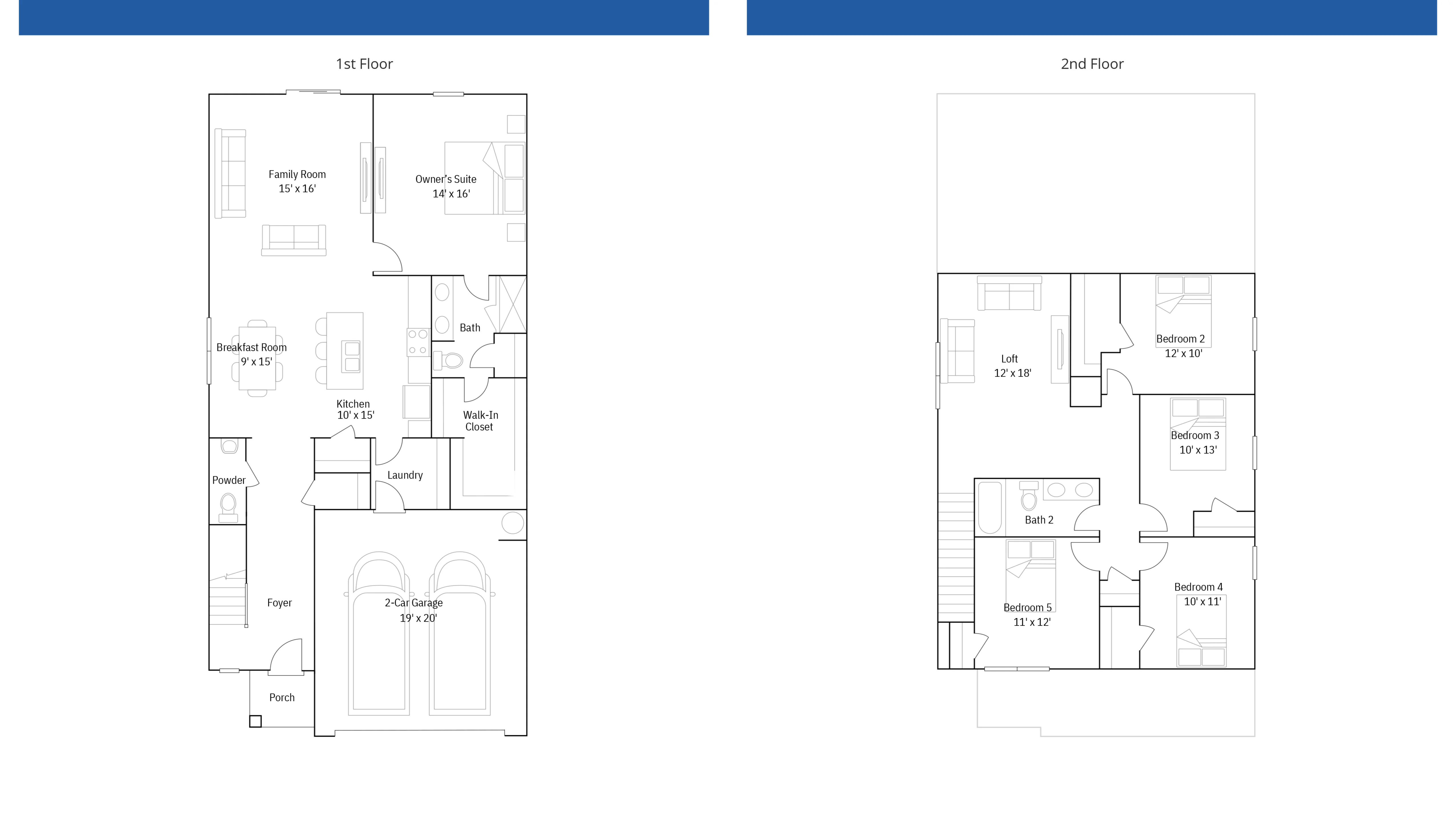 Emerson VE floor plan - 5 bedroom 2.5 bathroom 2-story home