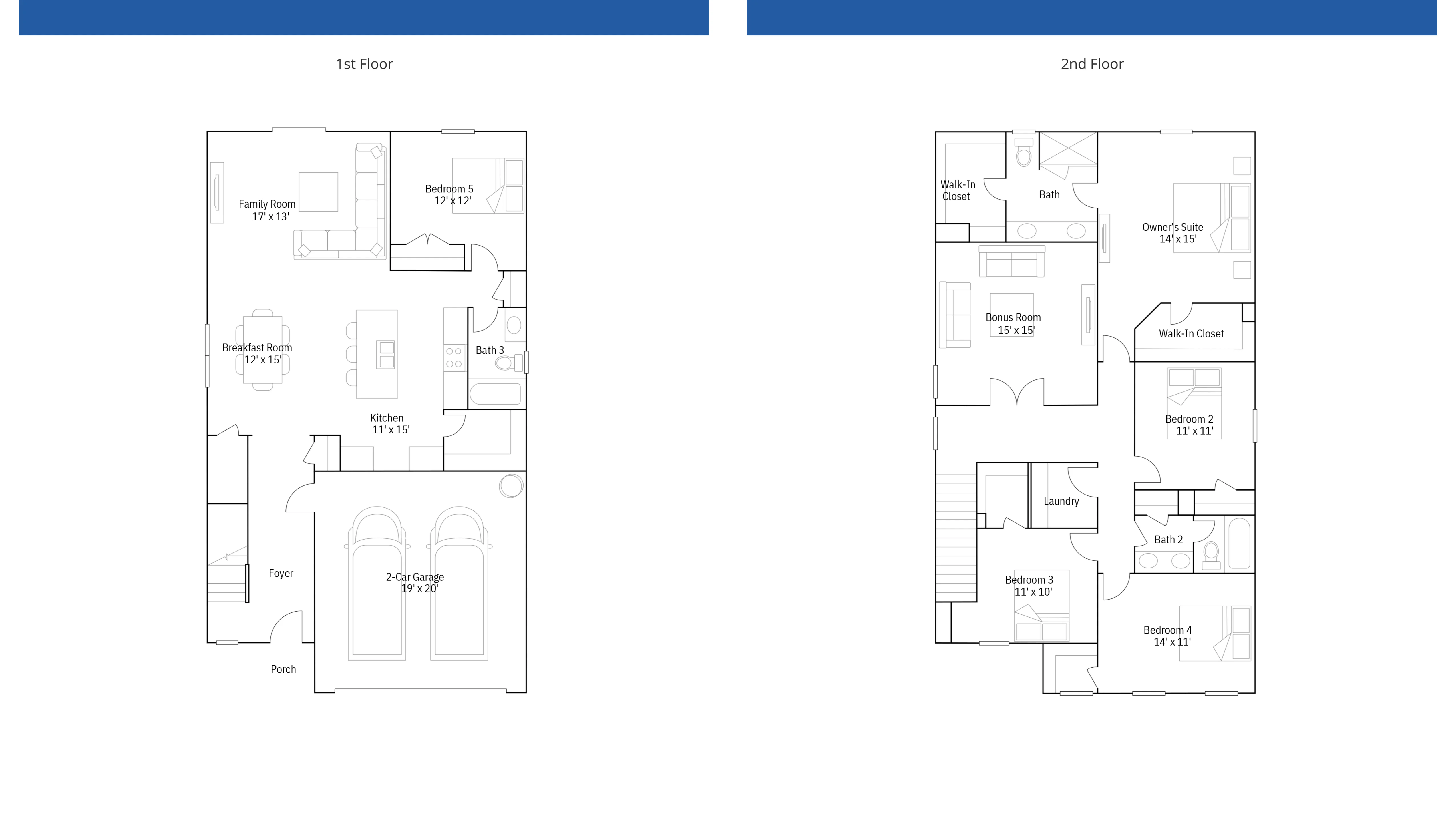 Frost VE floor plan - 5 bedroom 3 bathroom 2-story home