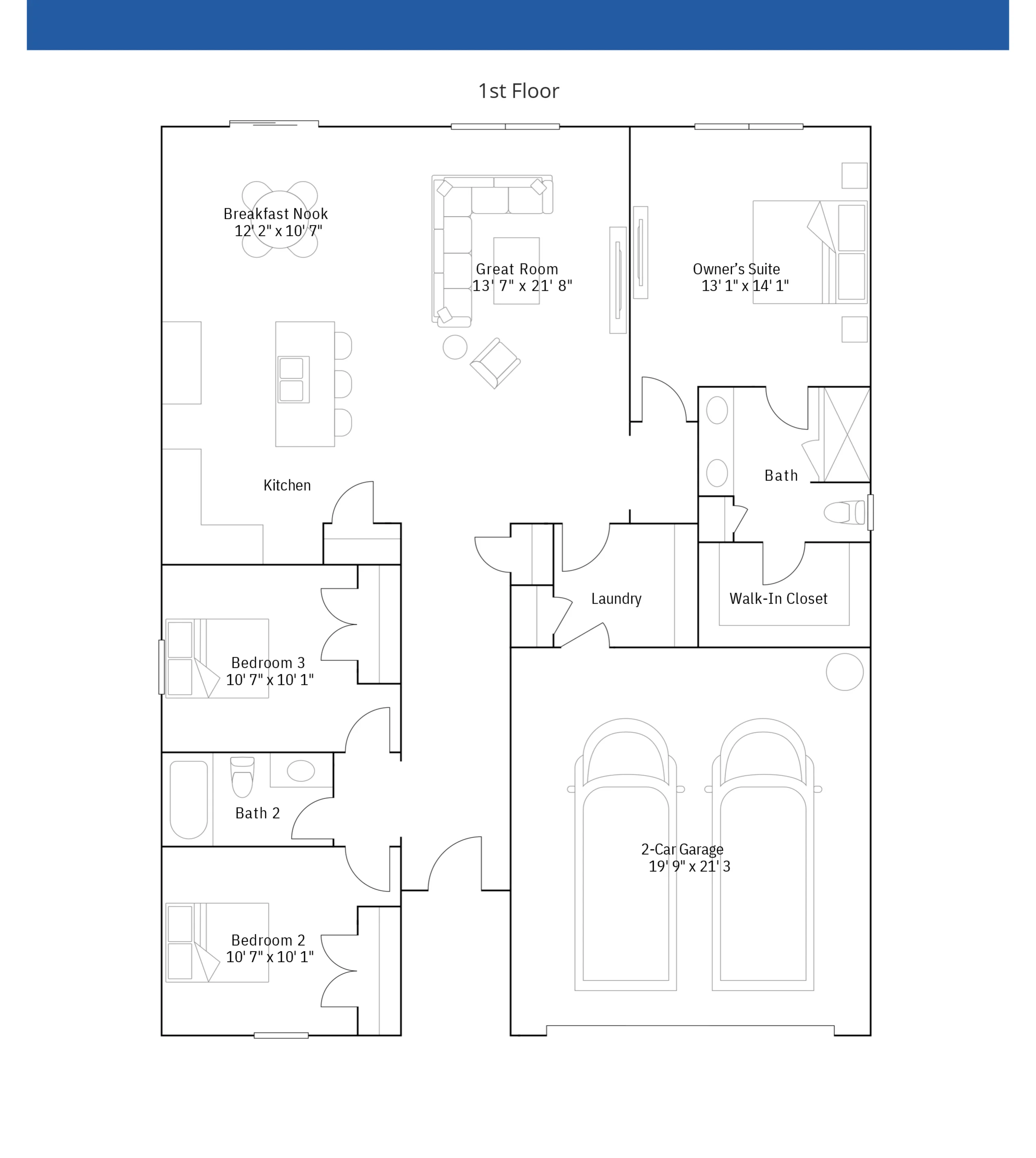 Shelley VE floor plan - 3 bedroom 2 bathroom 1-story home